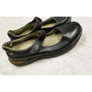 Rogue Black Leather Mary Jane Cork Flats Pita adjustable Arch Shoes Size‎ 9
